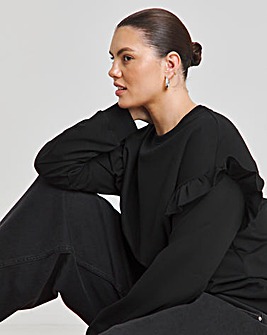 Black Frill Detail Sweatshirt