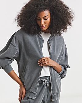 Grey Acid Wash Waffle Bomber Jacket