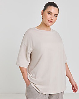 Oatmeal Oversized Slouchy Crew Neck T-Shirt