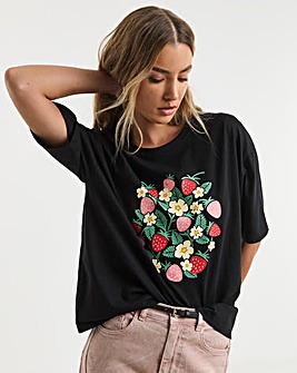 Black Strawberry Graphic T-Shirt