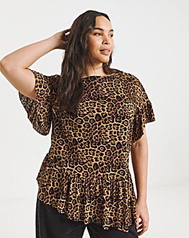 Leopard Print Asymetric Top