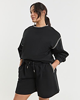 Black Whipstitch Detail Jogger Short