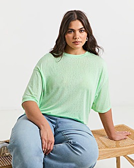Green Slub Texture Slouchy T-Shirt