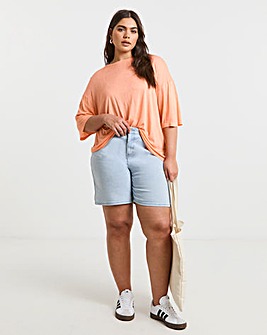 Coral Slub Texture Slouchy T-Shirt