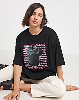 Black Margs Graphic Overiszed T-Shirt