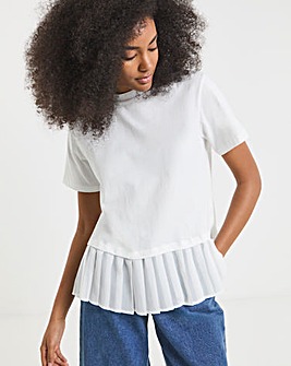 White Pleated Back Detail T-Shirt