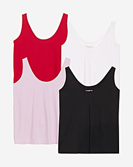 Black, White , Red & Pink 4 Pack Slouchy Vests Partners