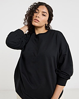 Black Curved Hem Sweatshirt