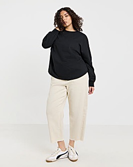 Black Curved Hem Sweatshirt