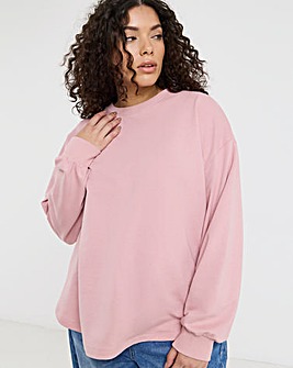 Soft Pink Curved Hem Sweatshirt