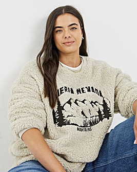 Cream Borg Embroidered Sierra Nervada Sweatshirt