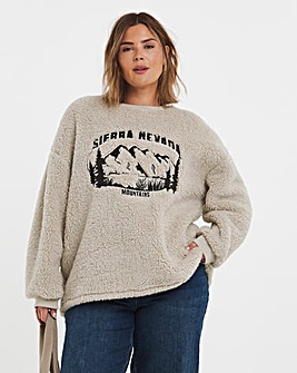 Cream Teddy Embroidered Sierra Nervada Sweatshirt
