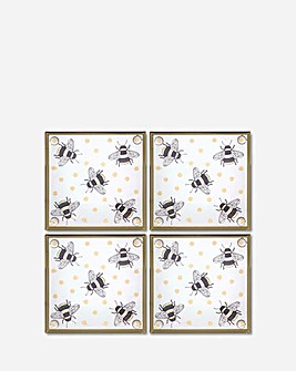 S&B Glass Bees Coasters Set of 4