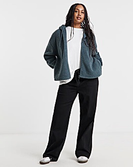 Charcoal Grey Borg Zip Through