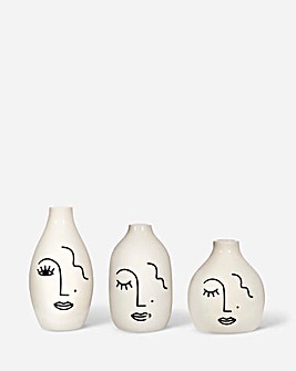 S&B Abstract Face Vases Set of 3