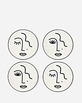 S&B Abstract Face Coasters Set of 4