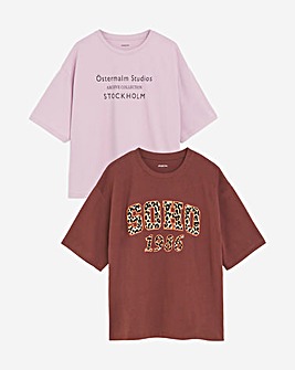Burgundy & Blush Stockholm & Soho 2 Pack Graphic T-Shirts