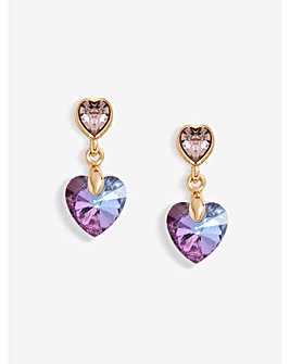 Jon Richard Radiance Collection Rose Gold Plated Pink Heart Drop Earrings