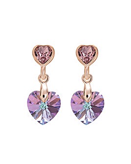 Jon Richard Radiance Collection Rose Gold Plated Pink Heart Drop Earrings