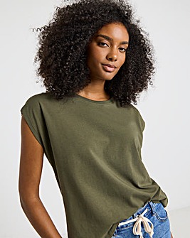 Khaki Slim Fit Dipped Back T-Shirt