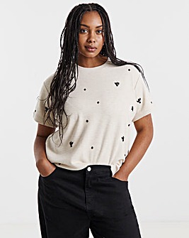 Oatmeal Cut & Sew Diamante Top