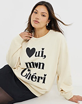 Ecru Oui Mon Cheri Graphic Sweatshirt