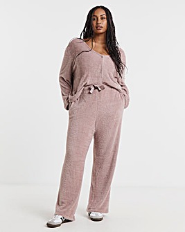 Mocha Fluffy Wide Leg Jogger