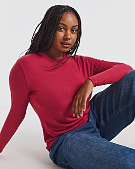 Red Long Sleeve Soft Rib Top