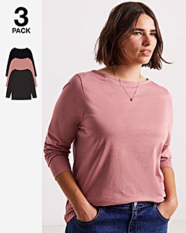 Simply Be Black, Chocolate & Rose 3 Pack Slash Neck Tops