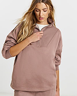 1/4 Zip Sweatshirt with Rib Panel