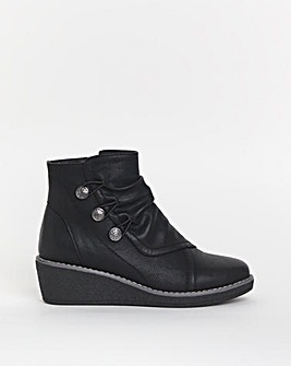 Cushion Walk Wedged Crepe Sole Button Ankle Boot EEE Fit