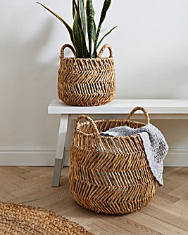 Zig Zag Weave Set of Two Baskets