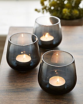 Set of 3 Smoked Candle Holders
