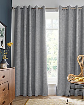 Herringbone Tweed Blackout Thermal Eyelet Curtains