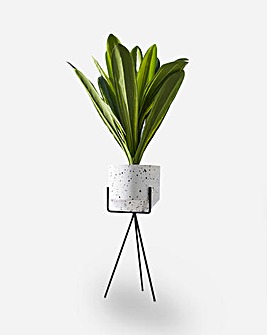 Metal Planter with Artificial Plant
