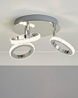 LED 3 Light Ceiling with Glass Trim Circle