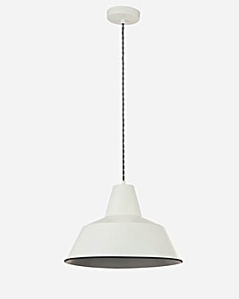 Cream Metal Diner Pendant with Twisted Braided Black Suspension Cable
