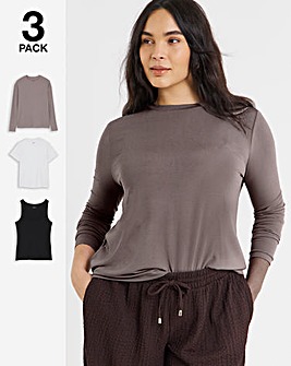 Black, White & Grey 3 Pack Mixed Tops
