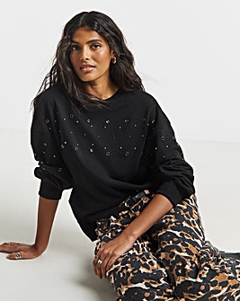 Black Stud & Eyelet Sweatshirt