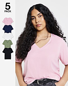 Black, White, Khaki, Navy & Blush Slim Fit V Neck T-Shirts