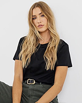 Black Slub Slim Fit Crew Neck T-Shirt
