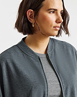 Charcoal Marl Cut & Sew Zip Up Bomber Jacket