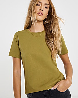 Olive Slub Slim Fit Crew Neck T-Shirt