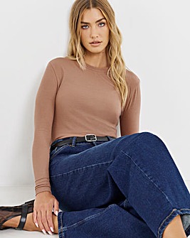 Latte Long Sleeve Soft Rib Top
