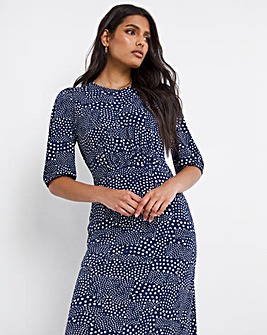 Spot Jersey Short Sleeve Tea Dress