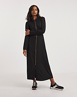 Soft Touch Jersey Zip Front Midi Dress