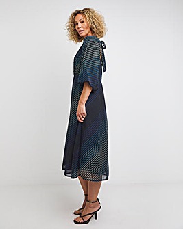 Georgette Puff Sleeve Tie Back Dress