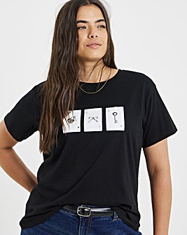 Black Playing Cards Graphic Slim Fit T-Shirt