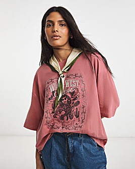 Simply Be Rose Wild West Embellished Graphic T-Shirt