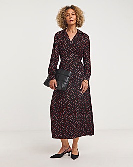 Collared Viscose Midi Tea Dress